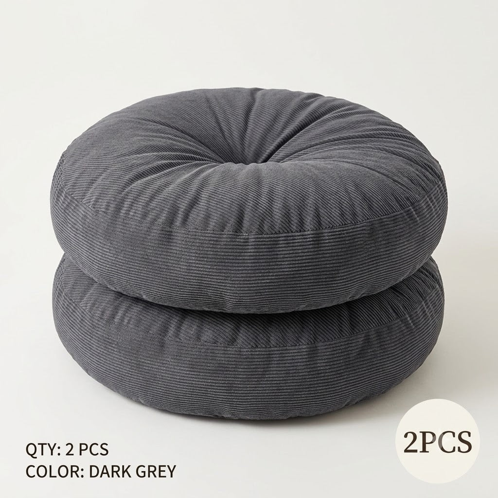 Coussin de chaise rond côtelé écru, lot de 2 pièces, 40 cm