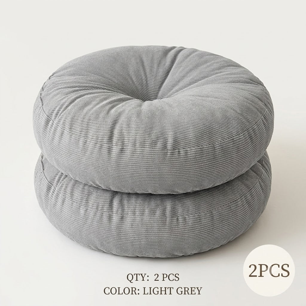 Coussin de chaise rond côtelé écru, lot de 2 pièces, 40 cm