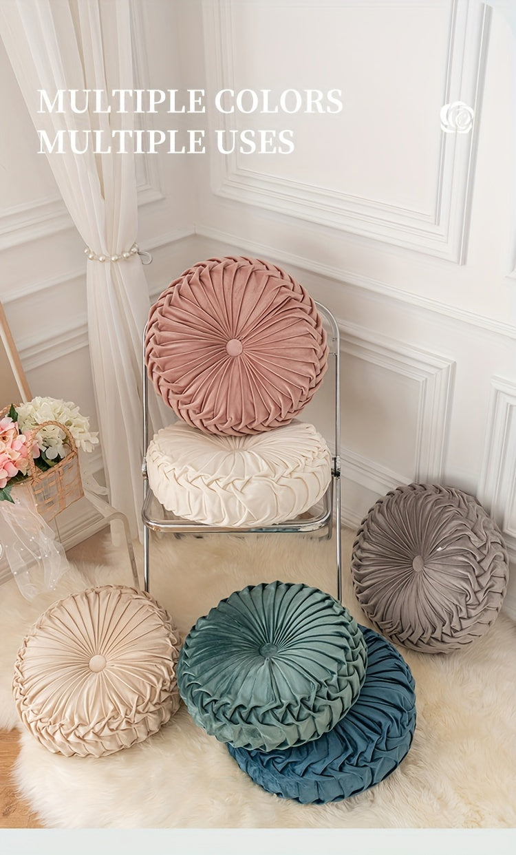 Coussin de chaise rond plissé, paire assortie, 12 teintes