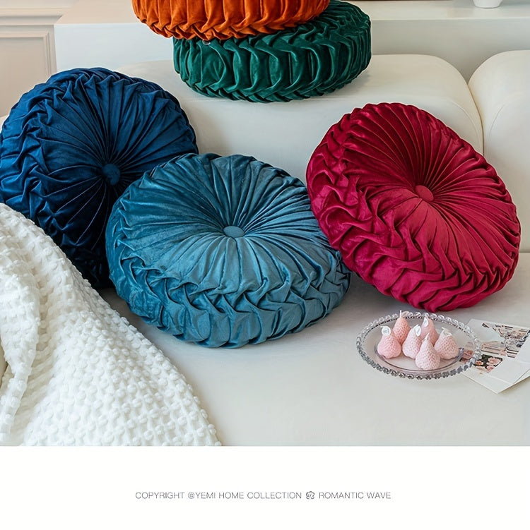Coussin de chaise rond plissé, paire assortie, 12 teintes