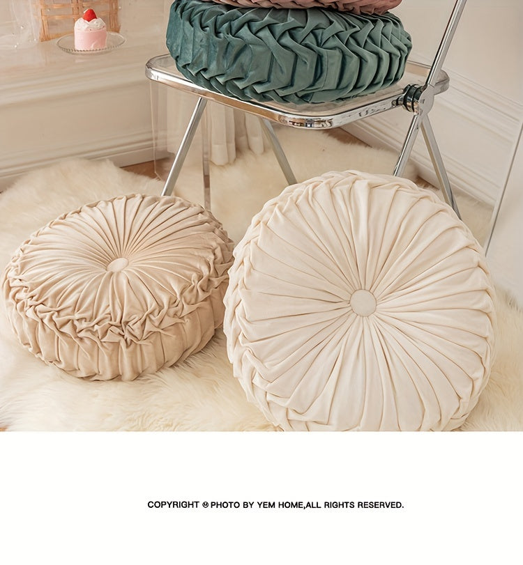 Coussin de chaise rond plissé, paire assortie, 12 teintes
