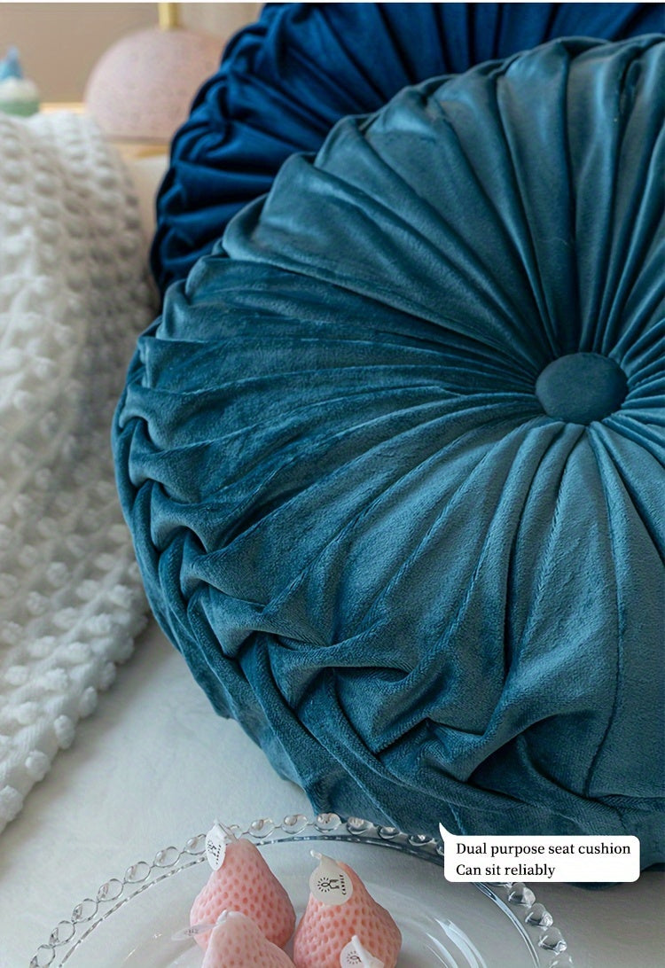 Coussin de chaise rond plissé, paire assortie, 12 teintes