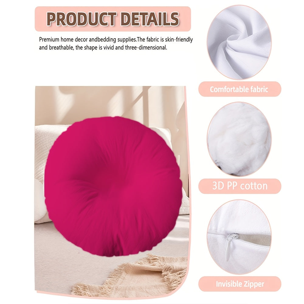 Coussin de chaise rond rose vif, 40 cm, glissière invisible