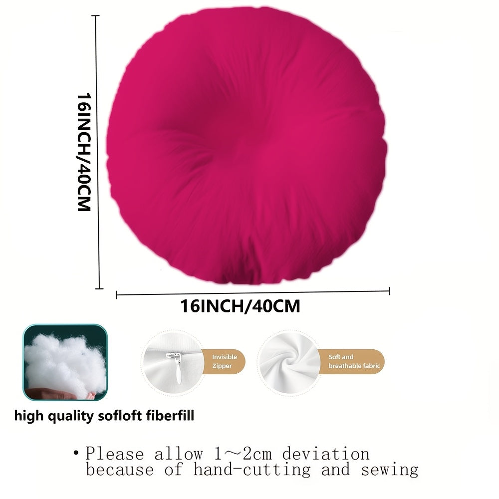 Coussin de chaise rond rose vif, 40 cm, glissière invisible