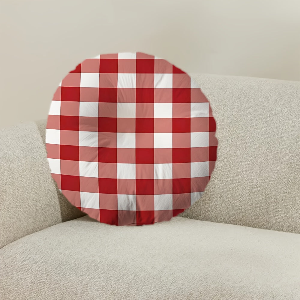 Coussin de chaise rond, carreaux vichy rouge et blanc, 40 cm