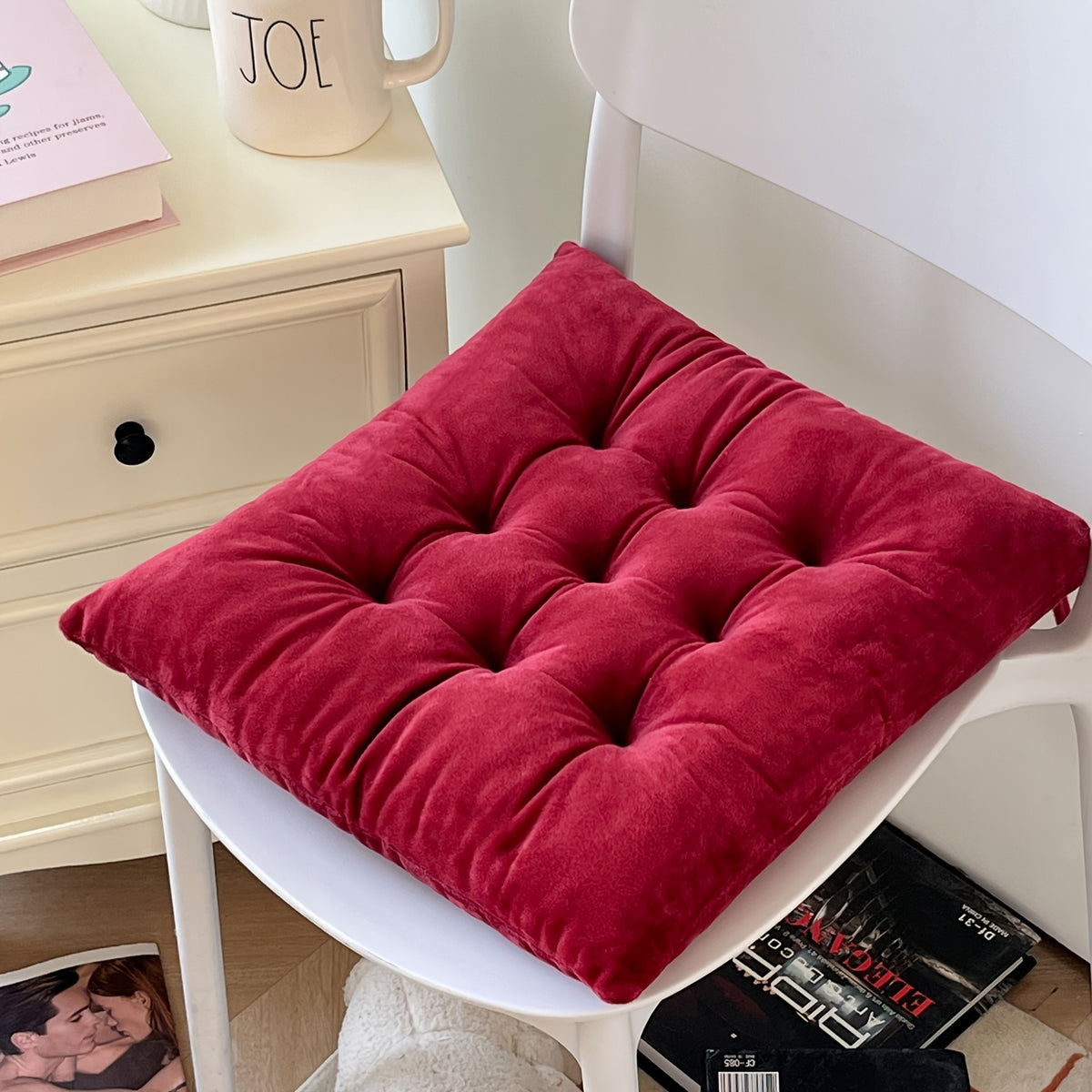 Coussin de chaise en velours 38x38, 6 cm d'épaisseur, par six