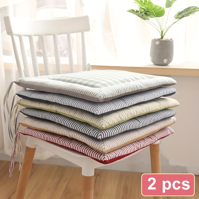 Coussin de chaise vichy 40x40 à bordure rayée, lot de 2