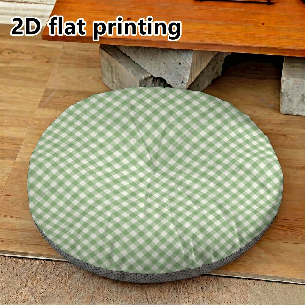 Coussin de sol rond à carreaux vichy, dix centimètres