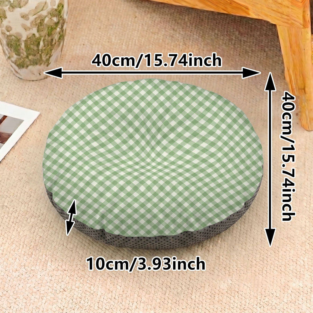 Coussin de sol rond à carreaux vichy, dix centimètres — vue 3