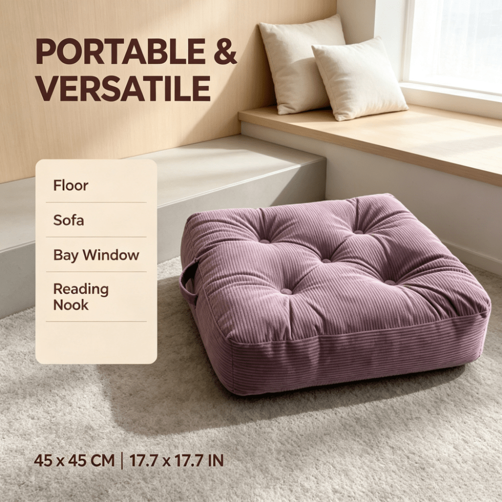 Coussin de chaise en velours côtelé 45x45 cm, avec poignée