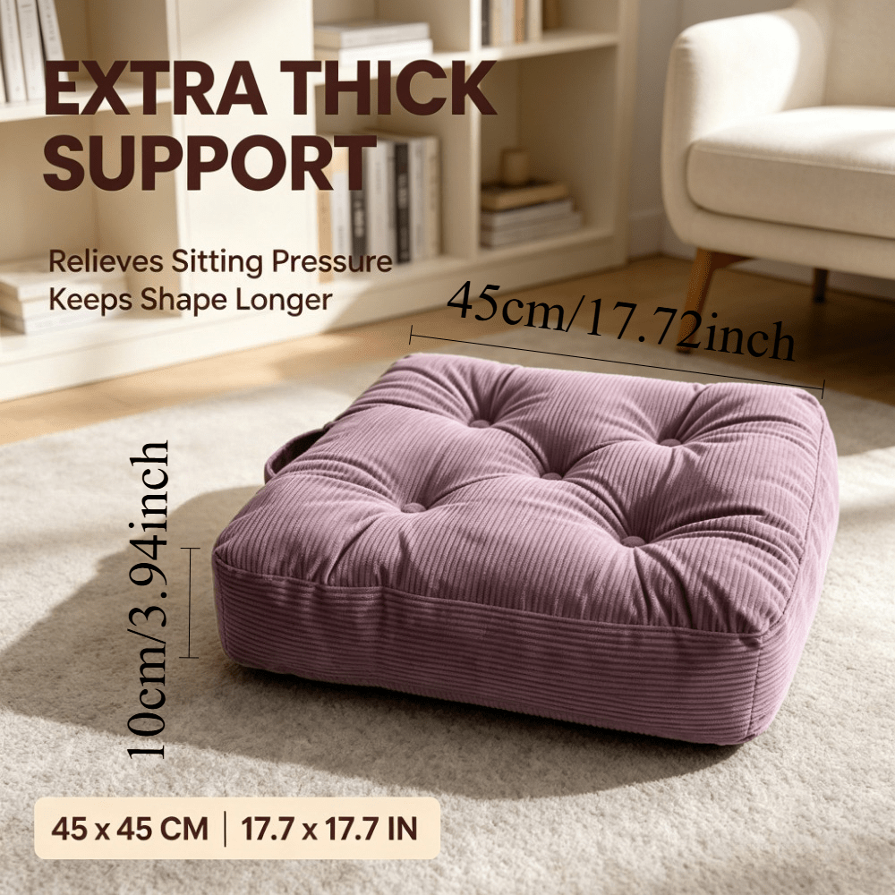 Coussin de chaise en velours côtelé 45x45 cm, avec poignée