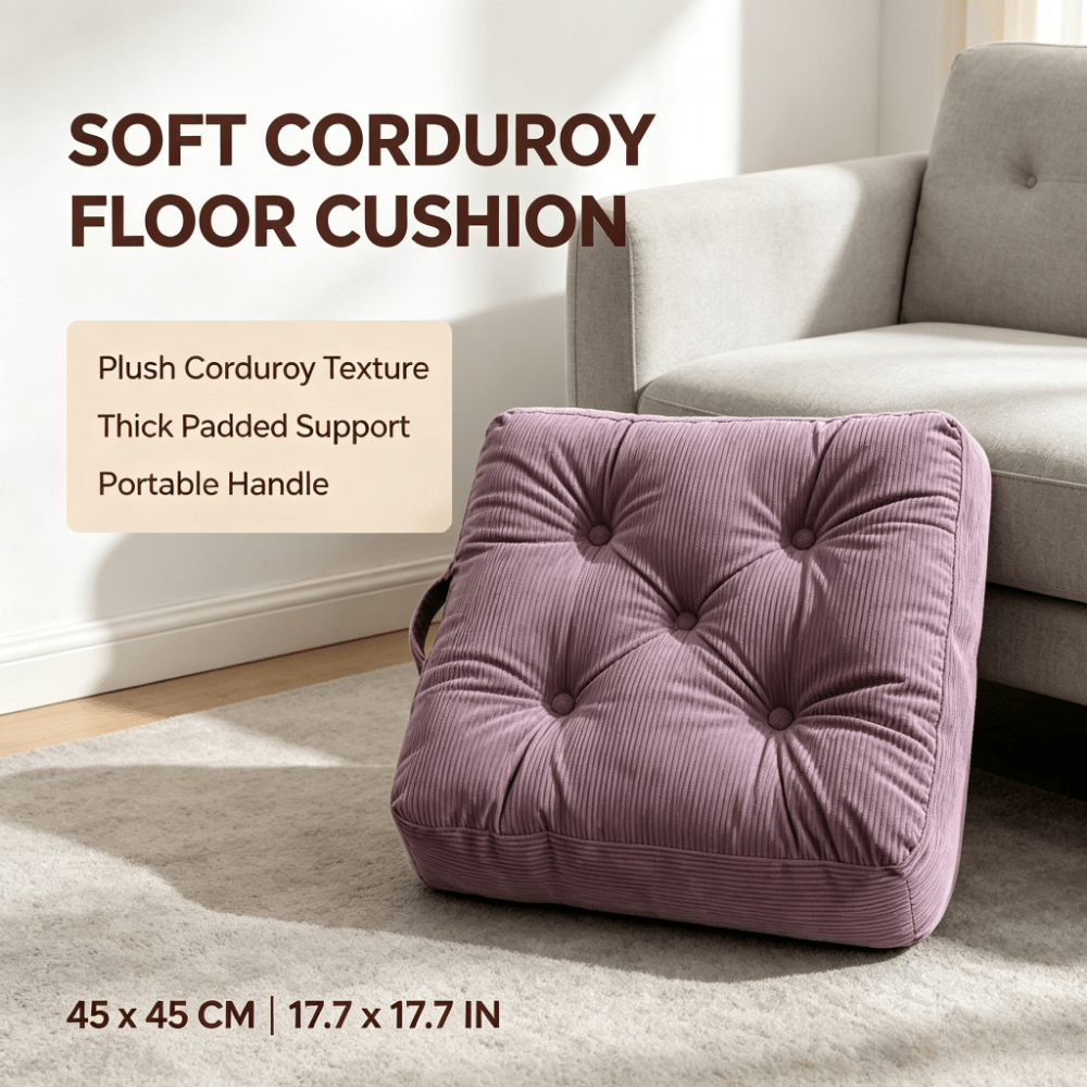 Coussin de chaise en velours côtelé 45x45 cm, avec poignée