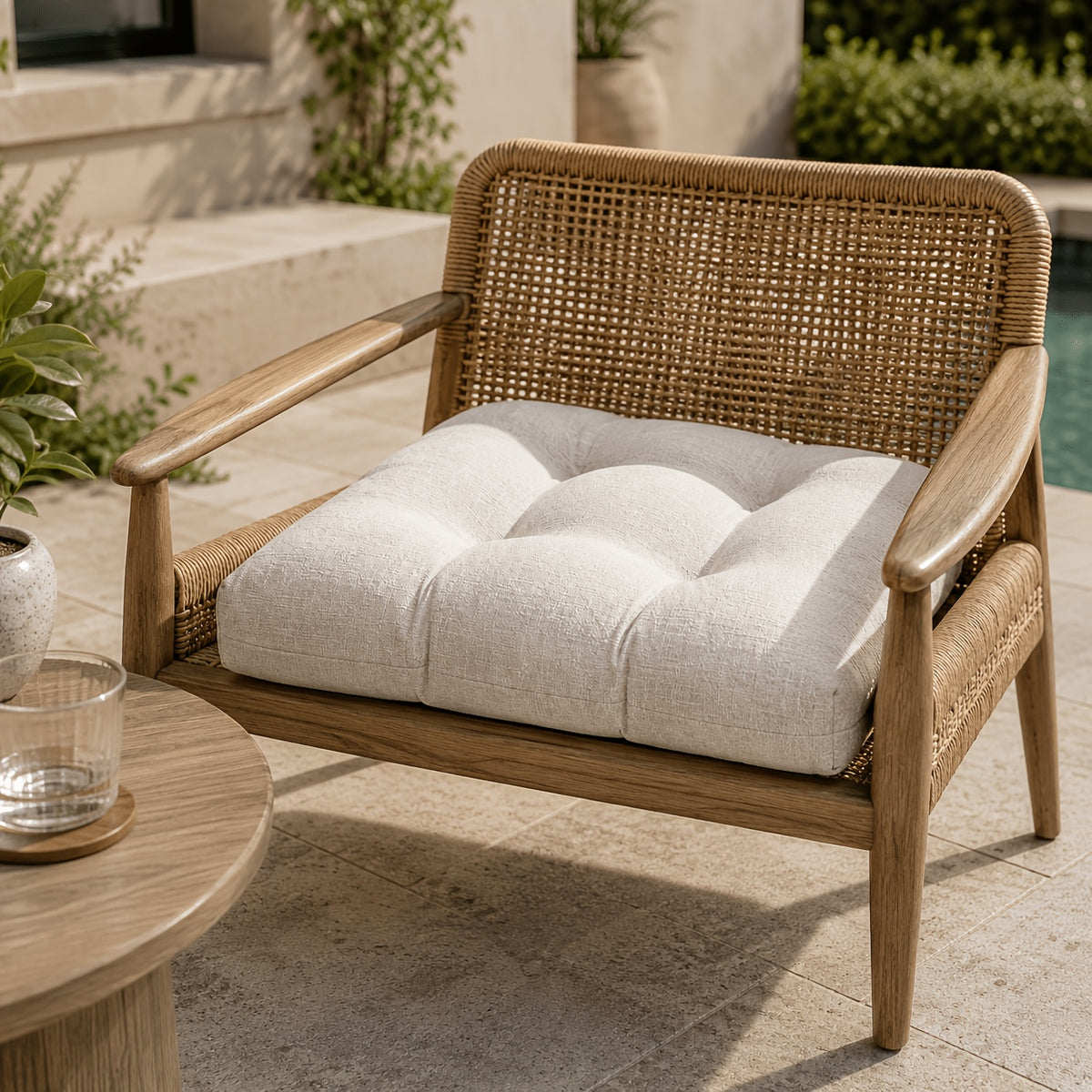 Coussins d'assise d'extérieur 45 cm, lot de 2 enduits PU