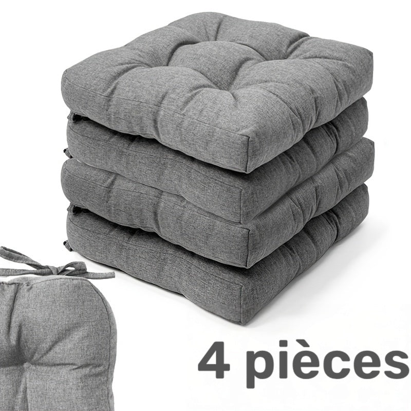 Coussins de chaise 39x39 cm, lot de 4, huit coloris unis