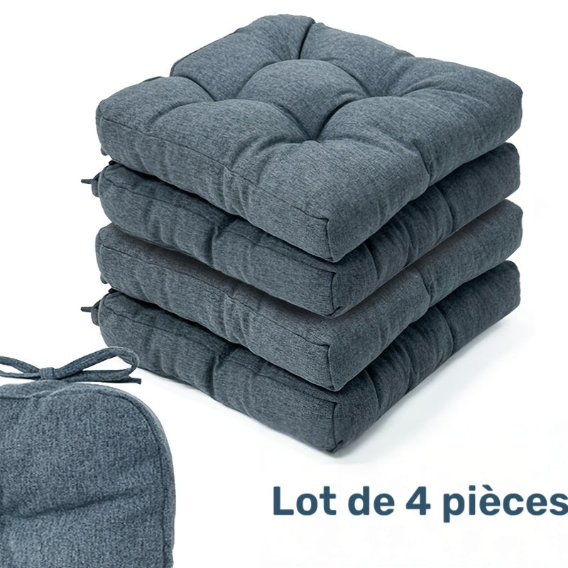 Coussins de chaise 39x39 cm, lot de 4, huit coloris unis