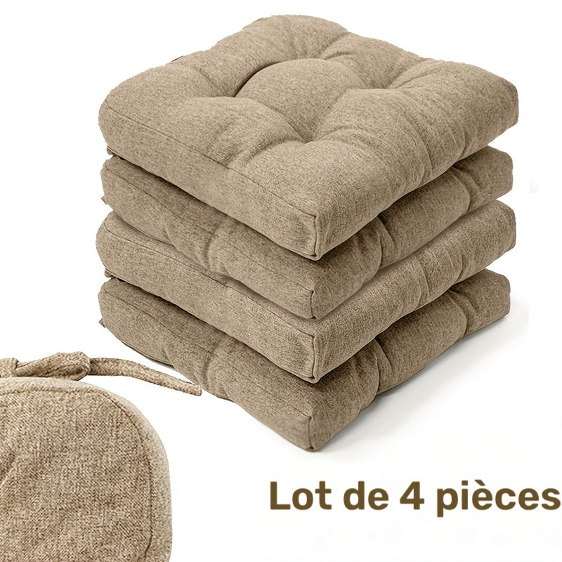 Coussins de chaise 39x39 cm, lot de 4, huit coloris unis