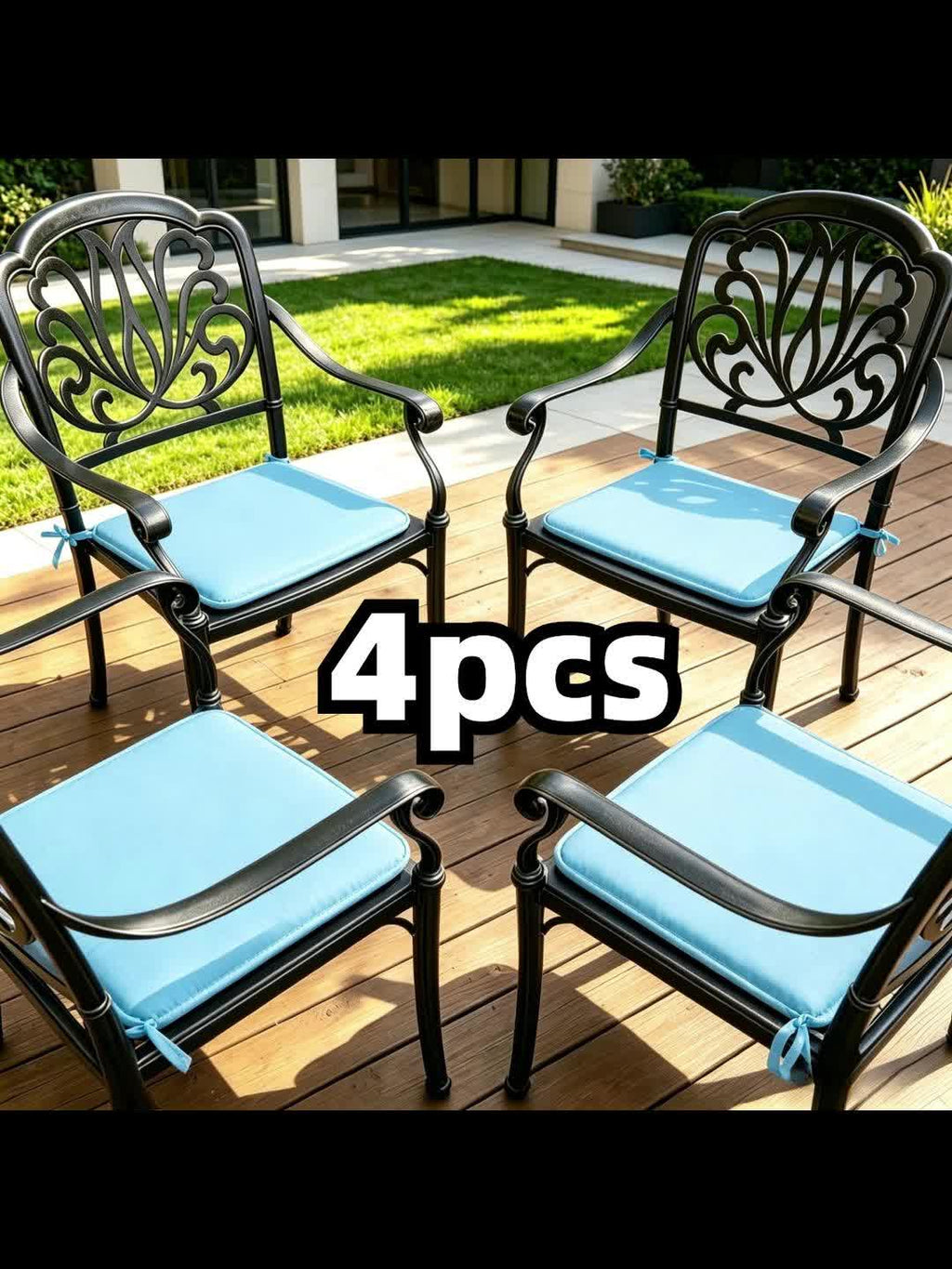 Coussins de chaise de jardin en mousse à mémoire, lot de 4