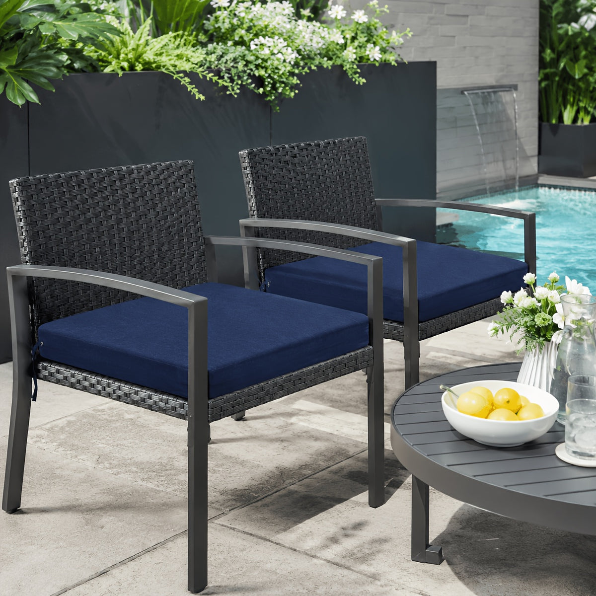 Coussins de chaise d'extérieur 43x40 cm, lot de 2 zippés