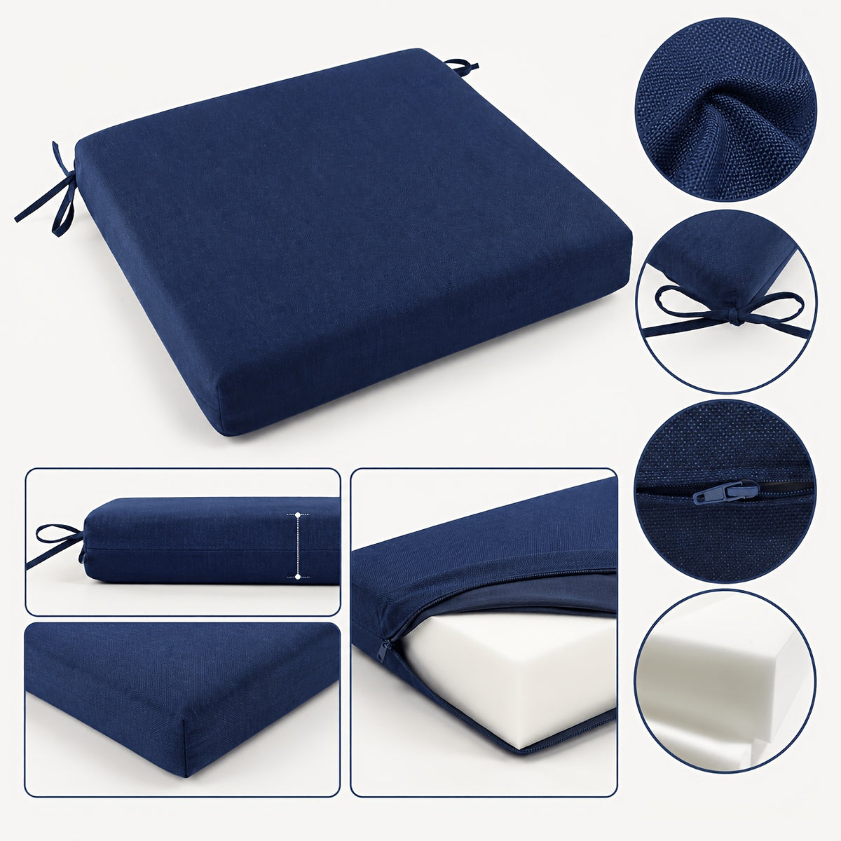 Coussins de chaise d'extérieur 43x40 cm, lot de 2 zippés