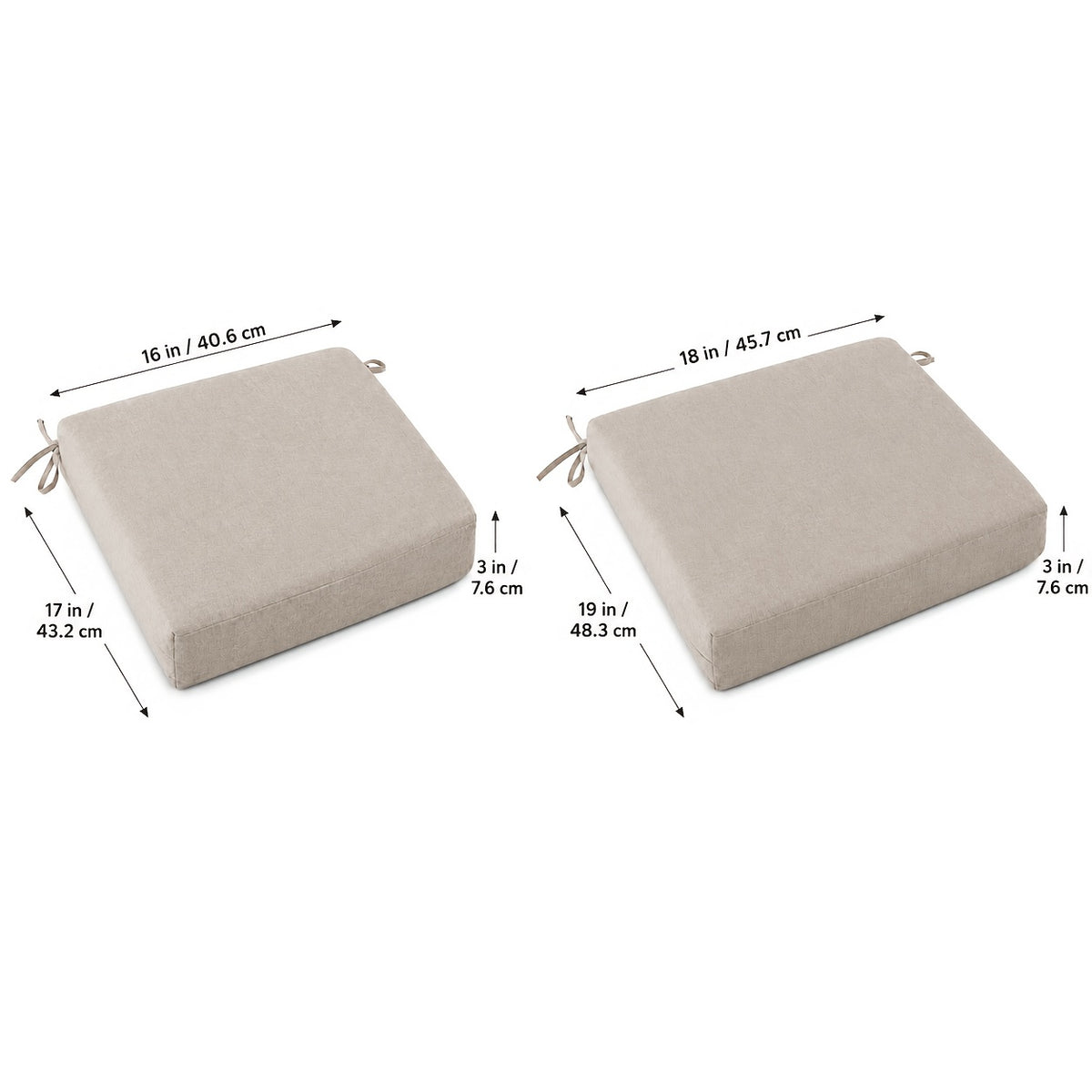 Coussins de chaise d'extérieur 43x40 cm, lot de 2 zippés