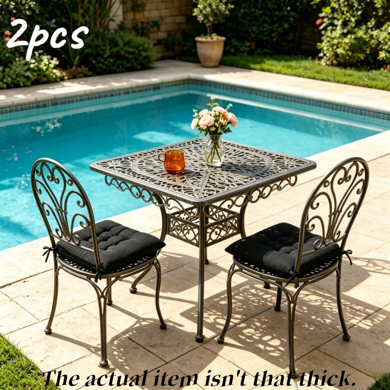 Coussins de chaise d'extérieur capitonnés à liens, lot de 2