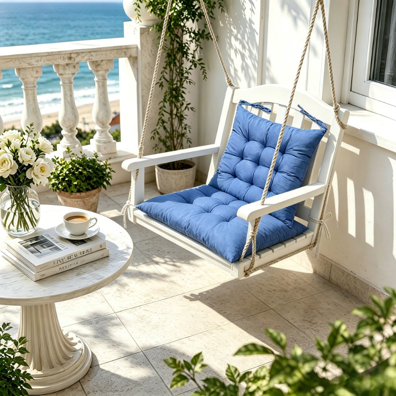 Coussins de chaise d'extérieur capitonnés à liens, lot de 2