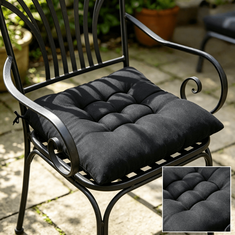 Coussins de chaise d'extérieur capitonnés à liens, lot de 2