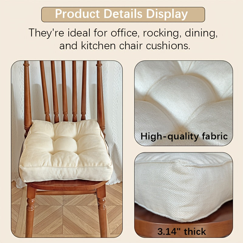 Coussins de chaise passepoilés 39x39 cm, garnis coton, lot de 2