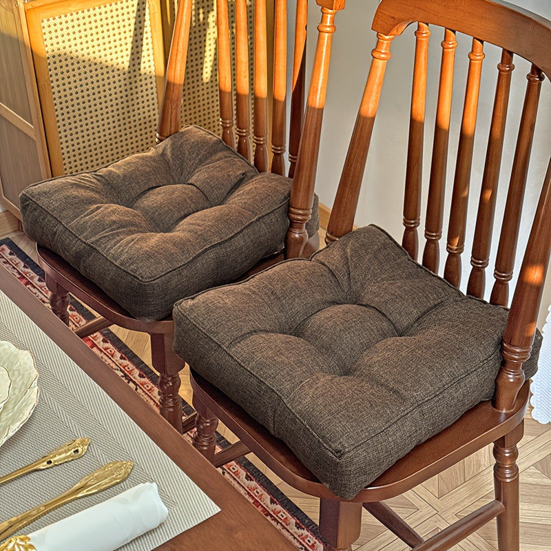 Coussins de chaise passepoilés 39x39 cm, garnis coton, lot de 2