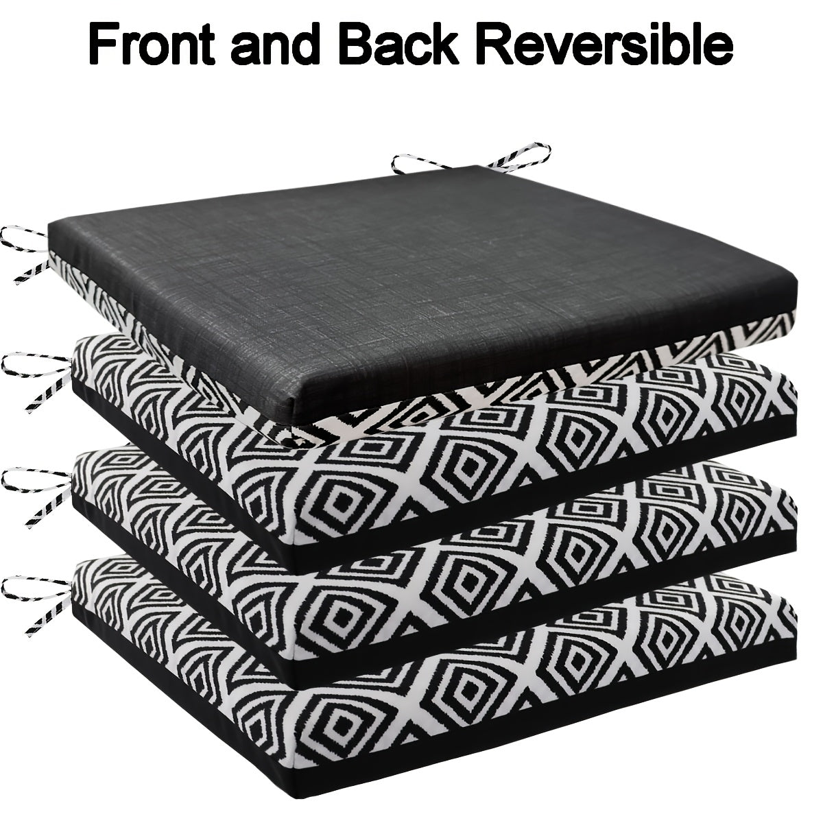 Coussins de chaise de jardin réversibles, lot de 2 ou 4