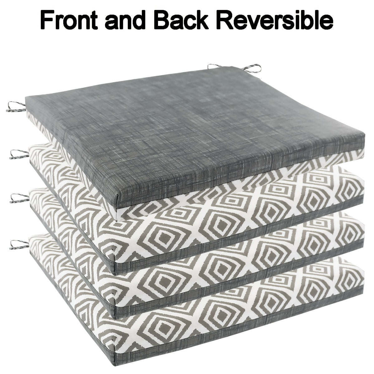Coussins de chaise de jardin réversibles, lot de 2 ou 4