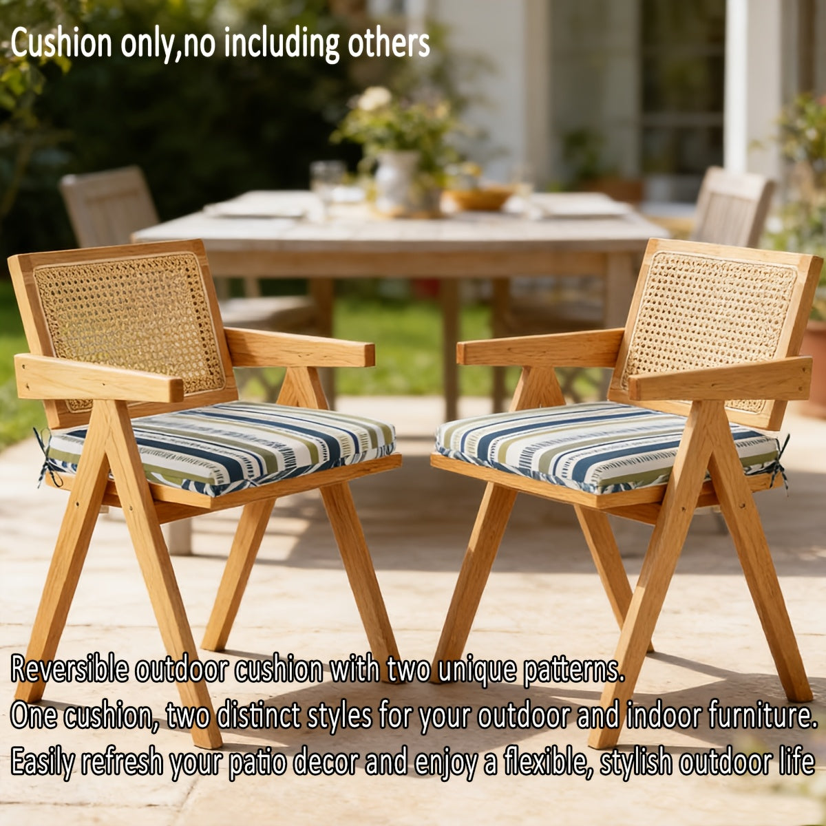 Coussins de chaise de jardin réversibles, lot de 2 ou 4