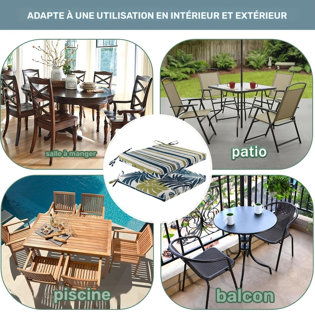 Coussins de chaise de jardin réversibles, lot de 2 ou 4