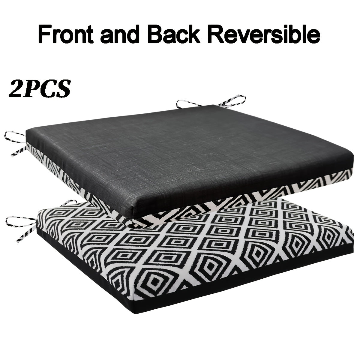 Motif de diamant concentrique noir + motif noir / 2 pièces