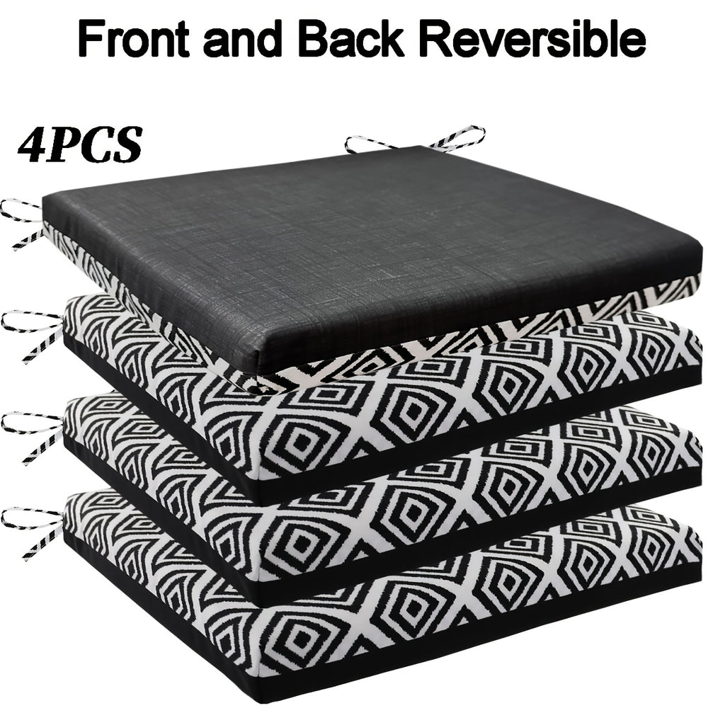 Motif de diamant concentrique noir + motif noir / 4 Pièces