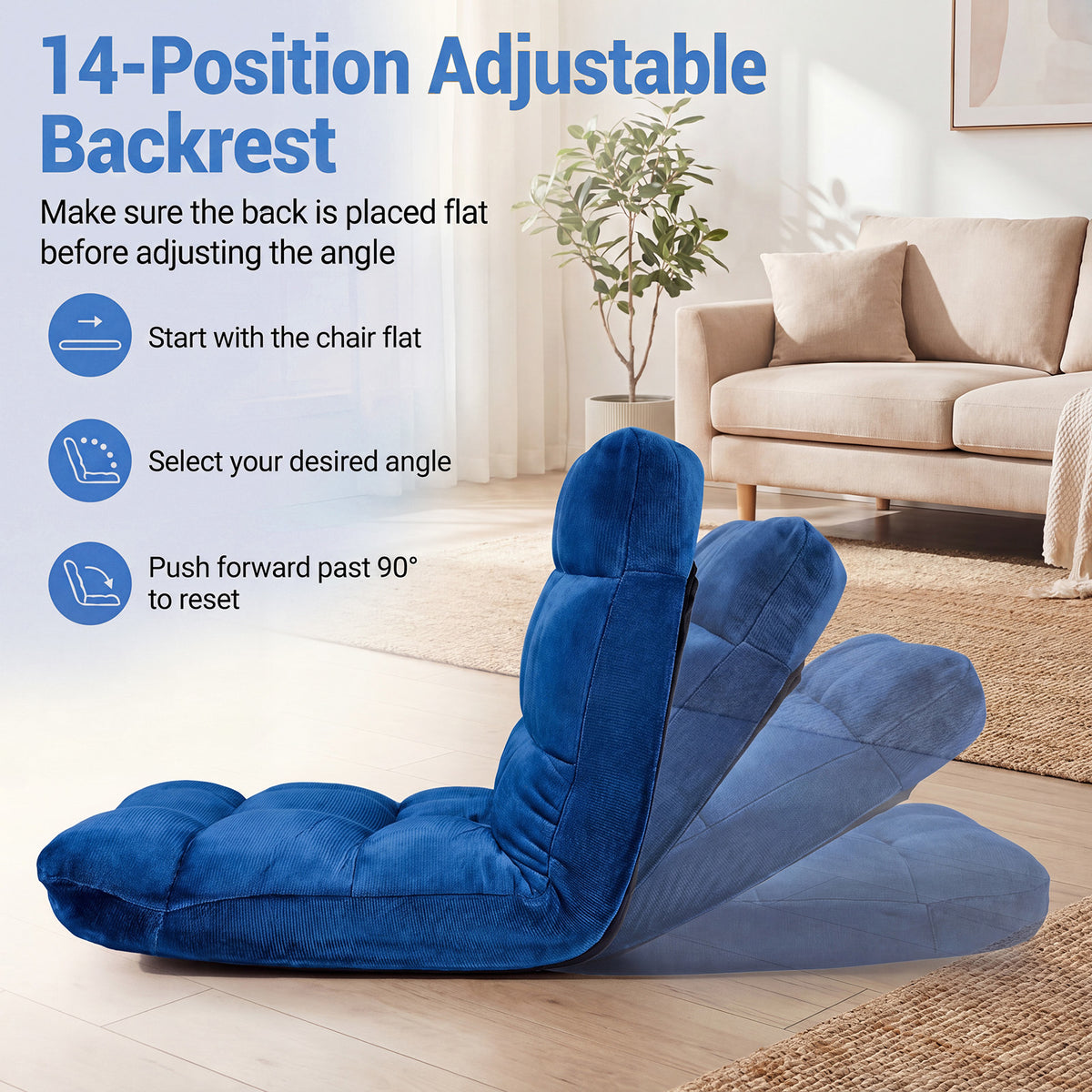 Fauteuil de sol pliant, dossier réglable sur 14 positions — vue 2 Image