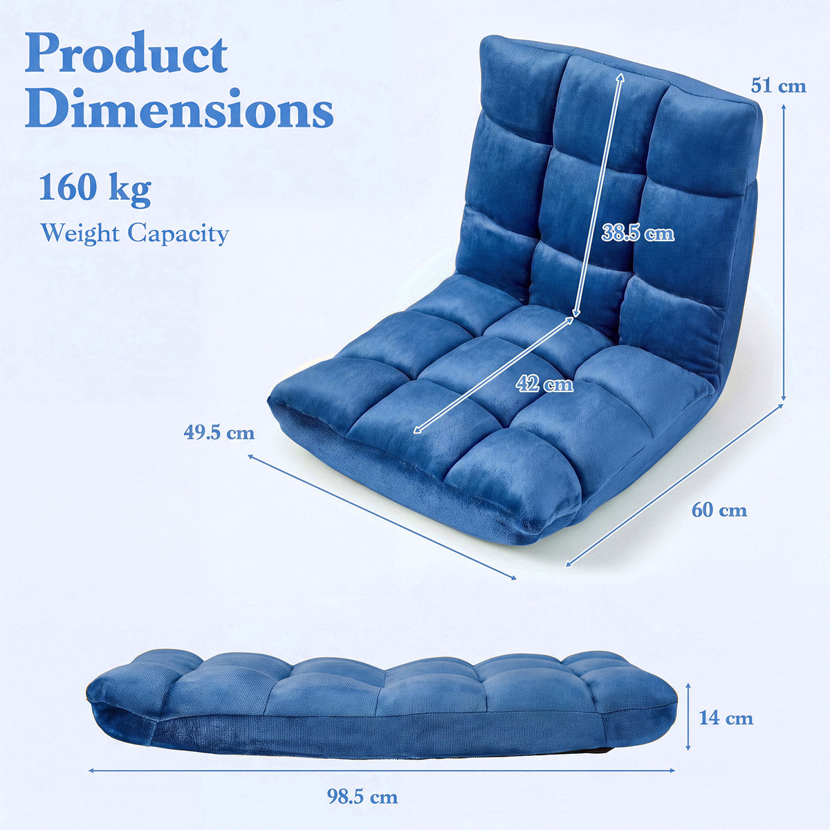 Fauteuil de sol pliant, dossier réglable sur 14 positions — vue 3 Image