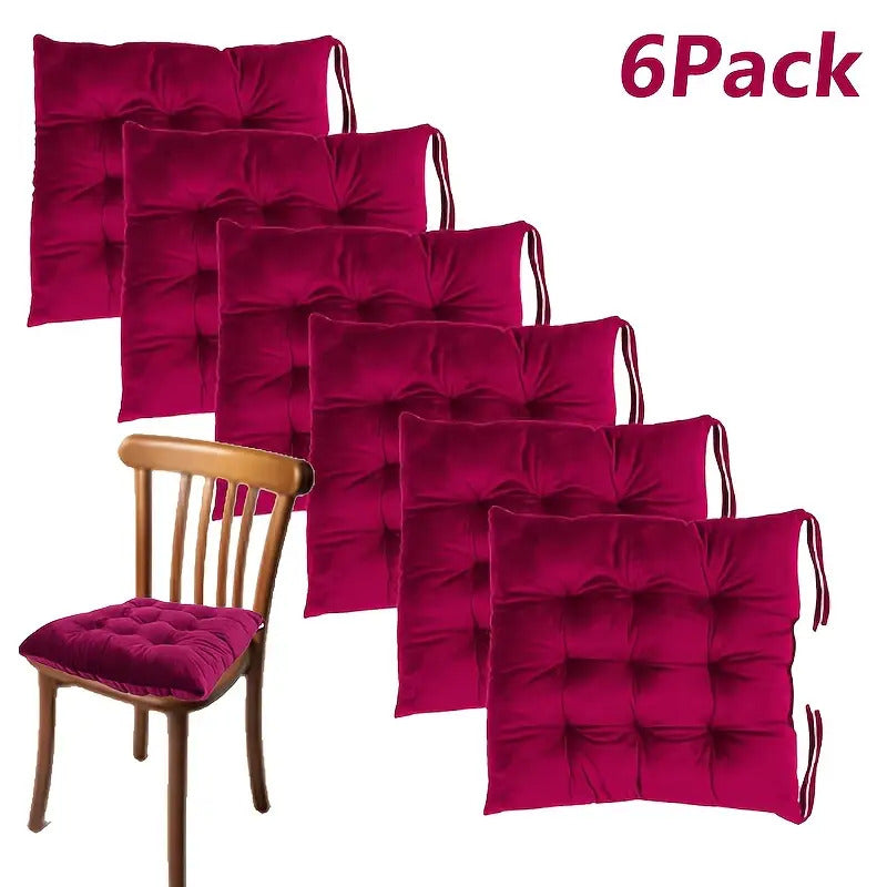 Galette de chaise 40x40 capitonnée, mousse à mémoire, lot de 6