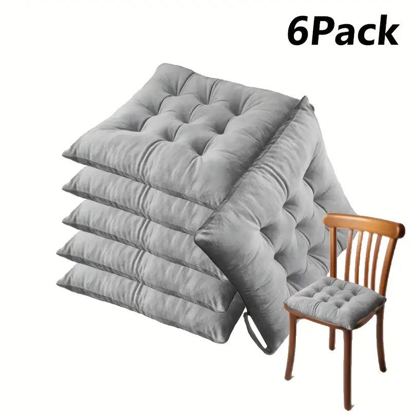 Galette de chaise 40x40 capitonnée, mousse à mémoire, lot de 6
