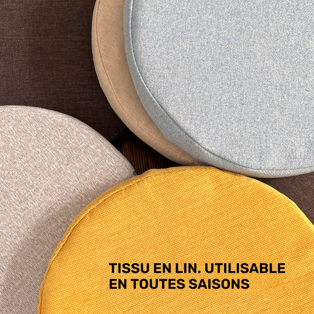 Galette de chaise ronde Ø 30 cm déhoussable et antidérapante