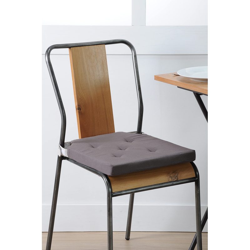 Galette de chaise 38x38 en coton, garnissage coton, gris