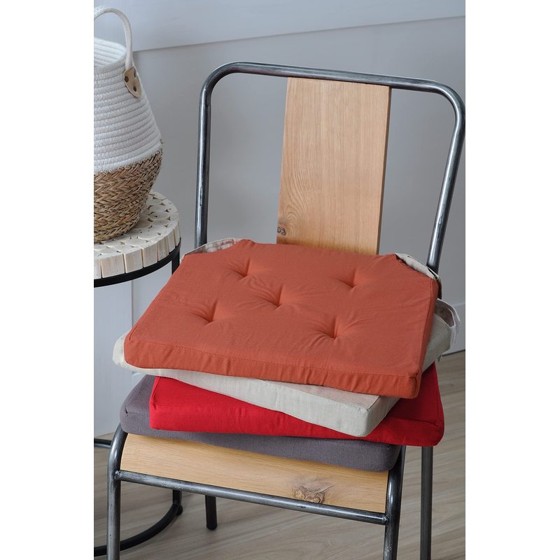 Galette de chaise 38x38 en coton, garnissage coton, gris