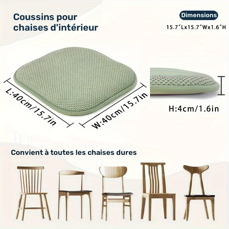 Galette de chaise 40x40 cm en mousse à mémoire, lot de 2