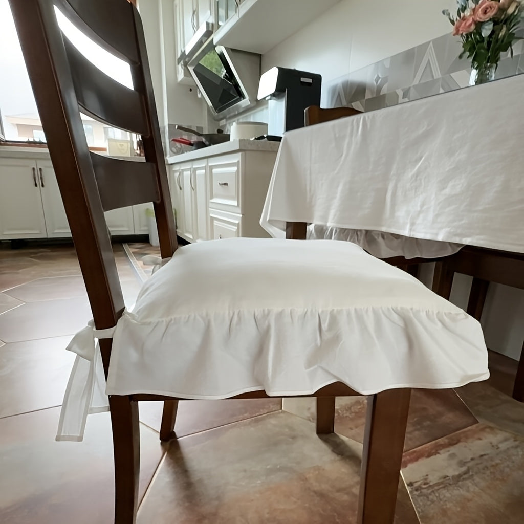 Galette de chaise 40x40 à volant froncé, esprit campagne