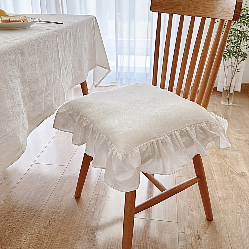 Galette de chaise 40x40 à volant froncé, esprit campagne
