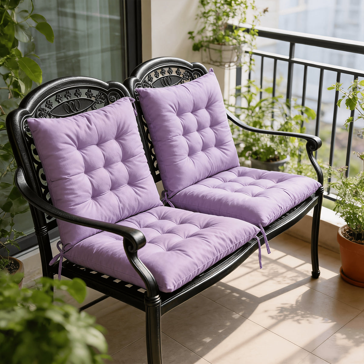 Galette de chaise carrée 39 cm, assise et dossier, lot de 4