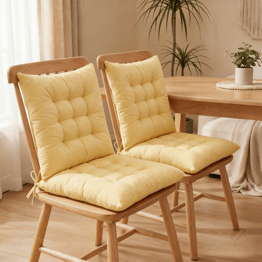 Galette de chaise carrée 39 cm, assise et dossier, lot de 4