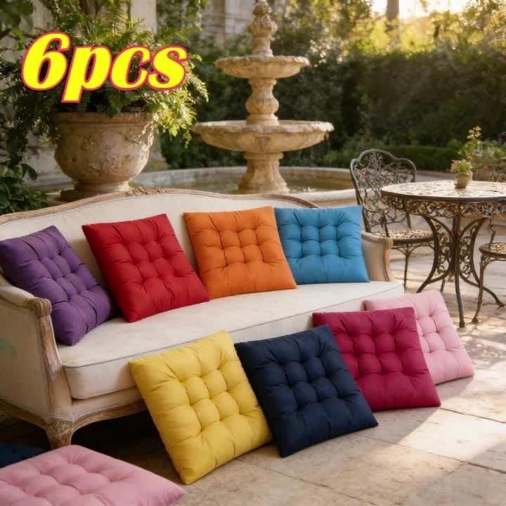 Galette de chaise carrée 39 cm à nouettes, lot de 6 unis