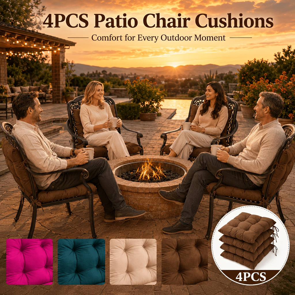Galette de chaise carrée 39x39 cm à sangles, lot de 4 pièces