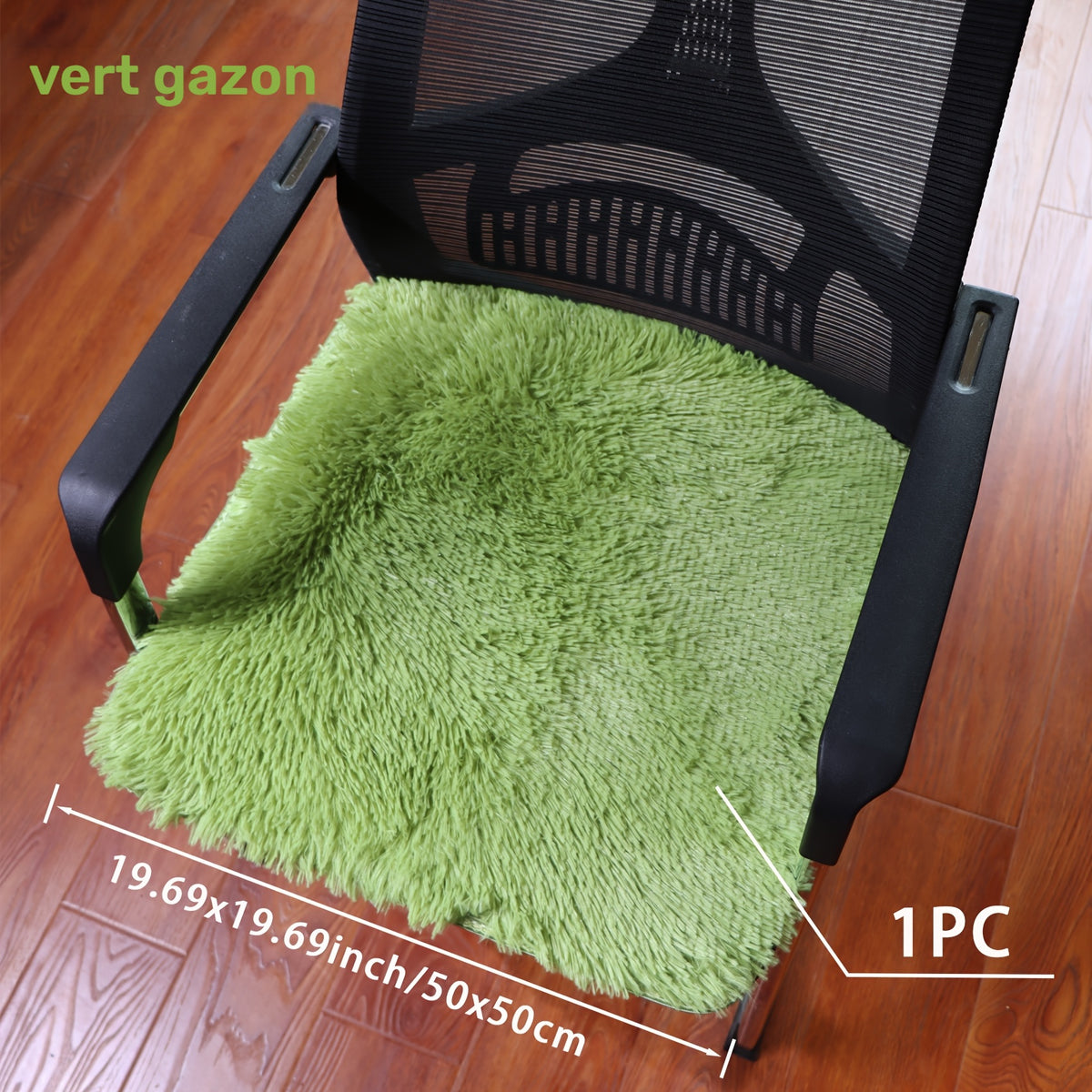 Galette de chaise de bureau 50x50 à poil long, 8 coloris